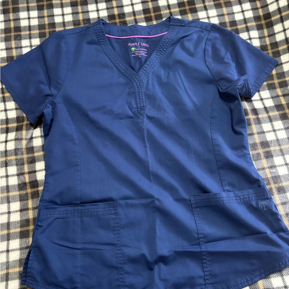 Healing Hands Navy Scrub Top